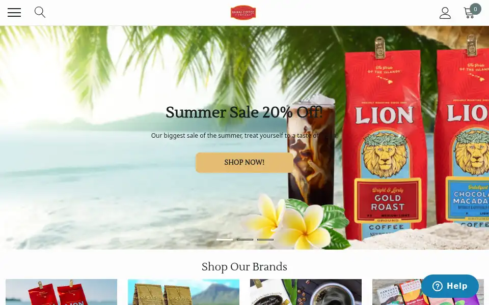 Screenshot of hawaiicoffeecompany.com