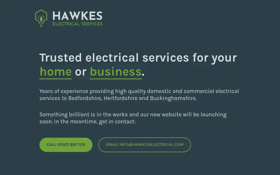 Screenshot of hawkeselectrical.com