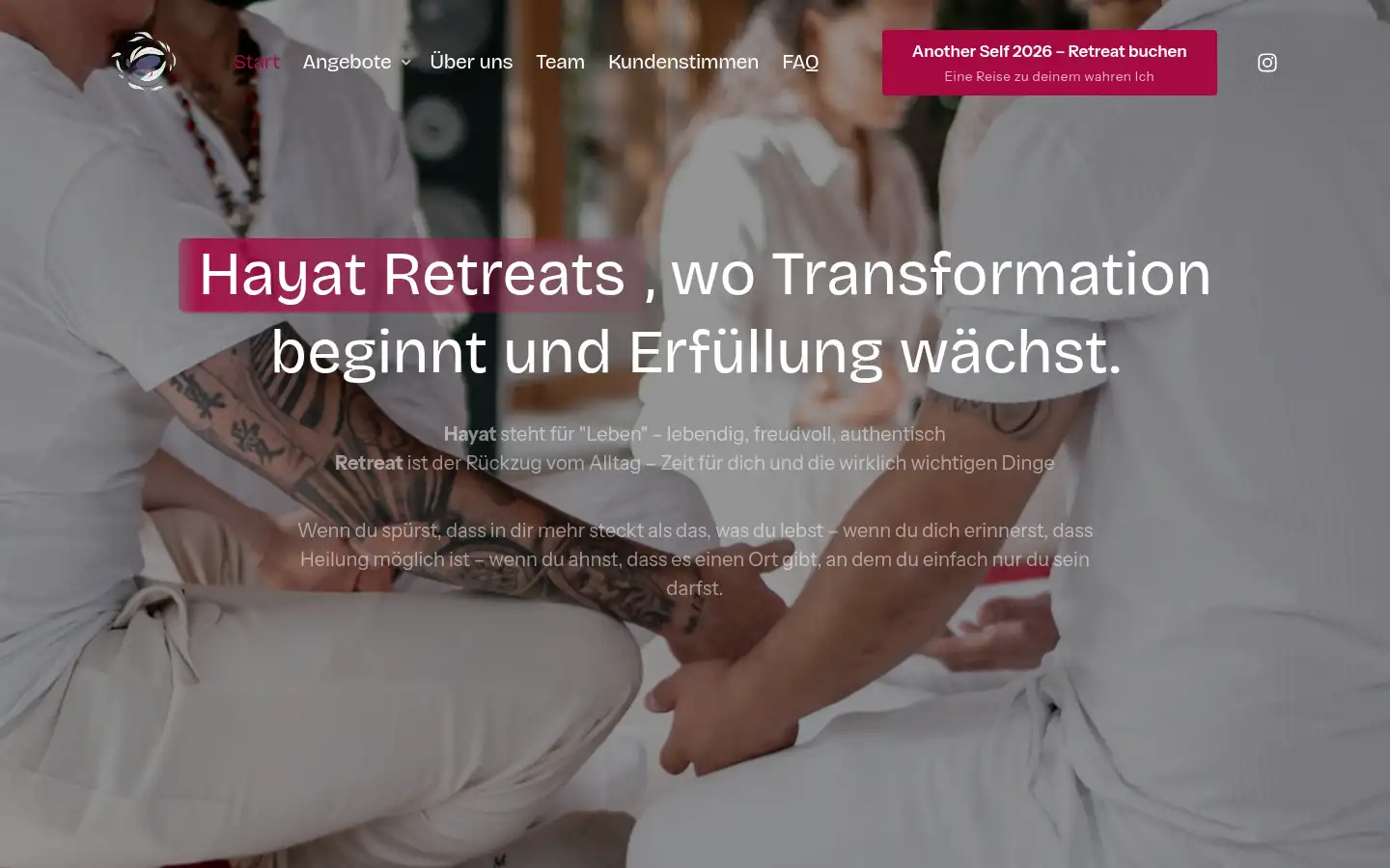 Screenshot of hayatretreats.com