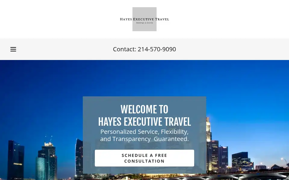 Screenshot of hayesexecutivetravel.com