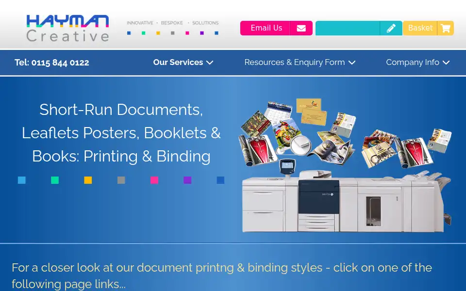 Screenshot of haymancreative.co.uk