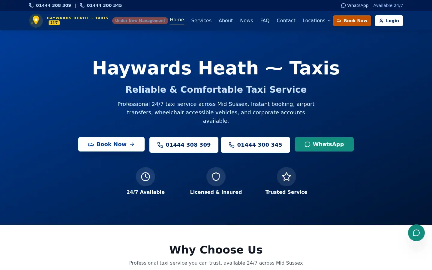 Screenshot of haywardsheath-taxis.co.uk