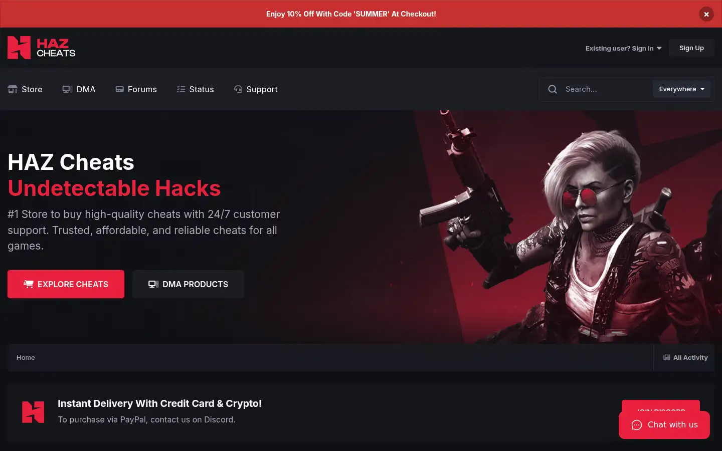 Screenshot of hazcheats.com