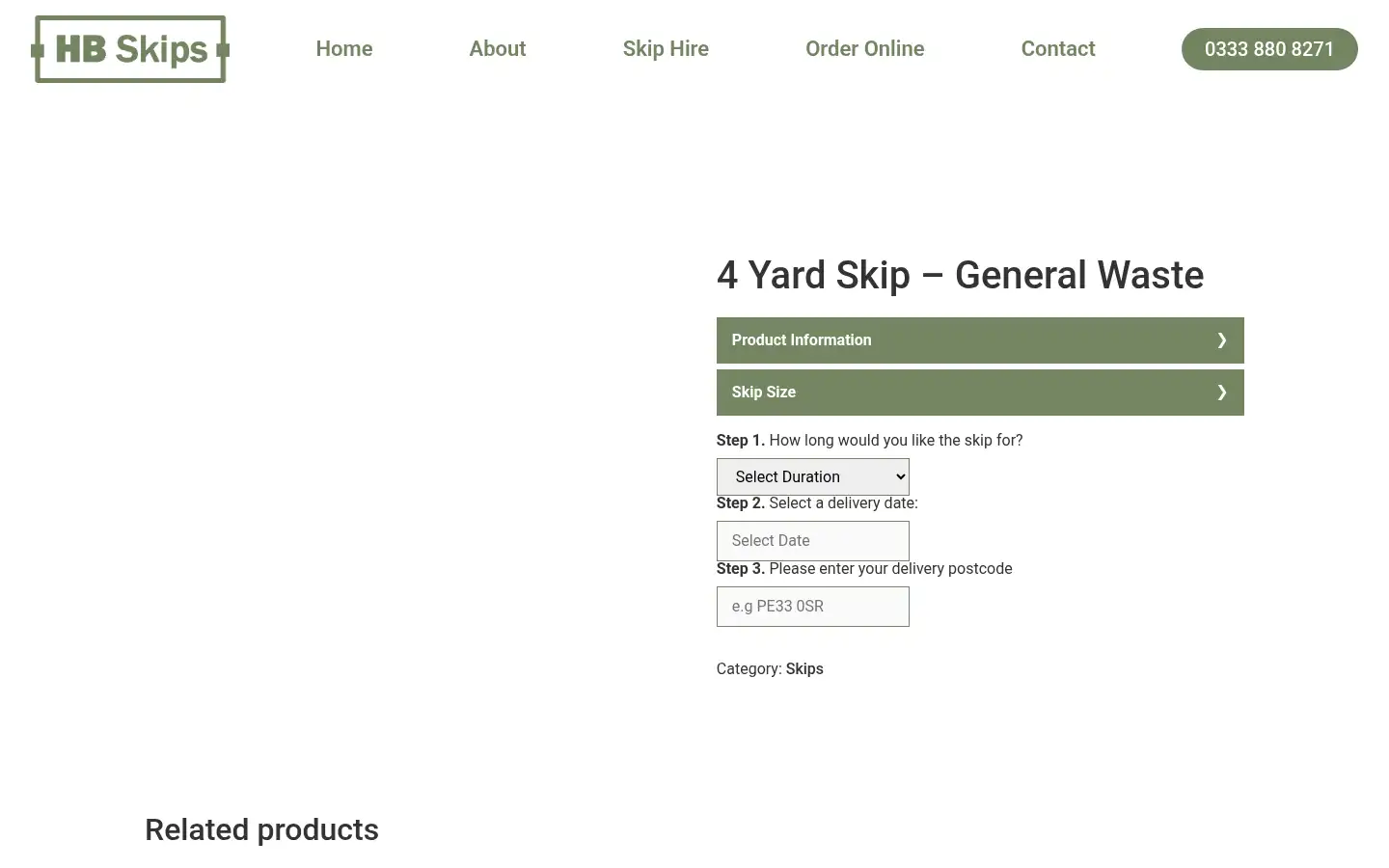 Screenshot of hbskips.co.uk