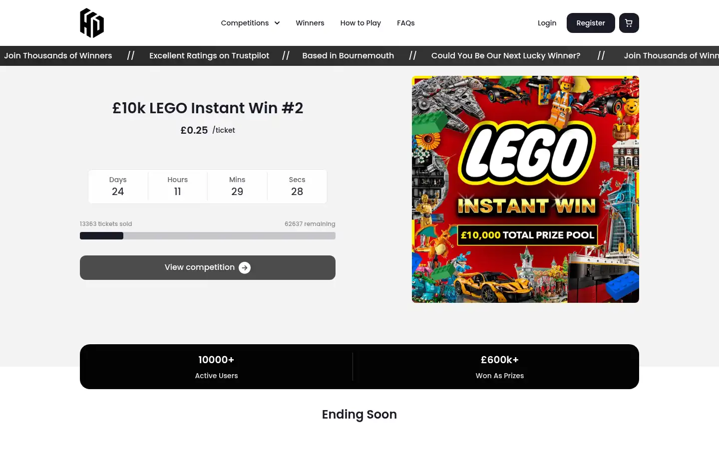 Screenshot of hdcompetitions.co.uk