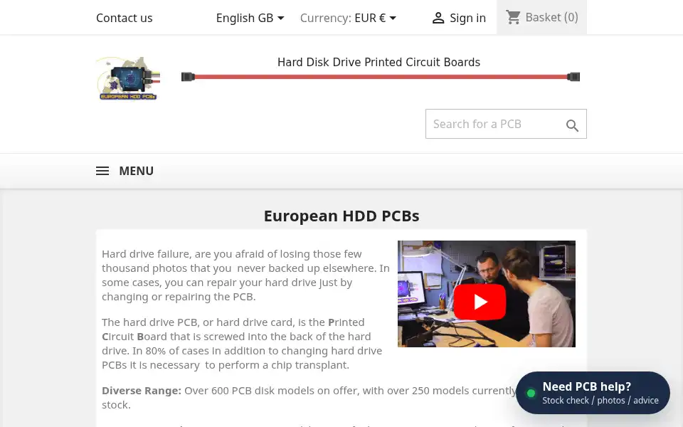 Screenshot of hddpcb.eu