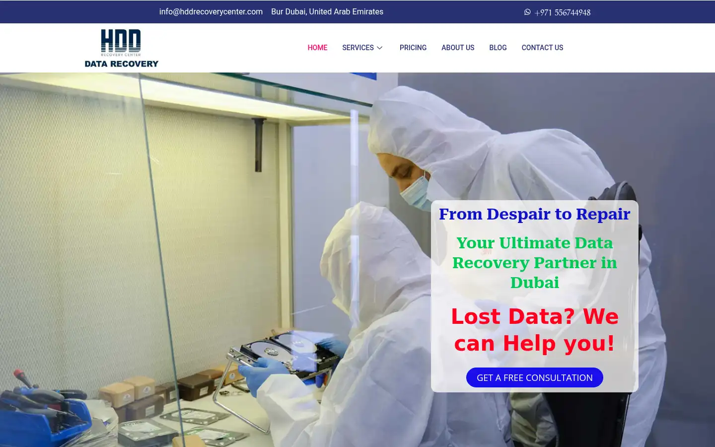 Screenshot of hddrecoverycenter.com