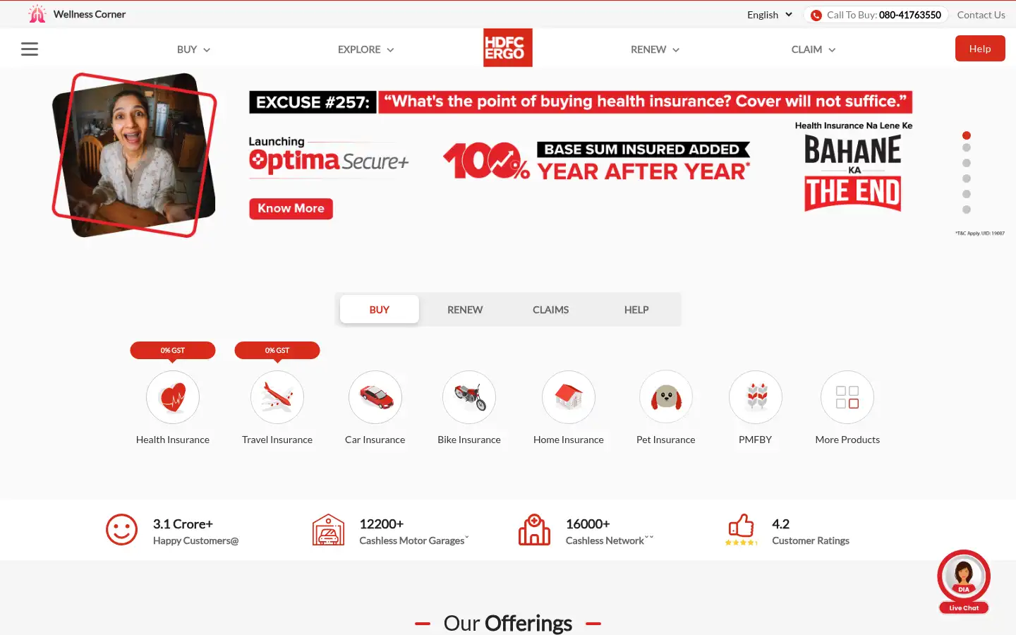 Screenshot of hdfcergo.com