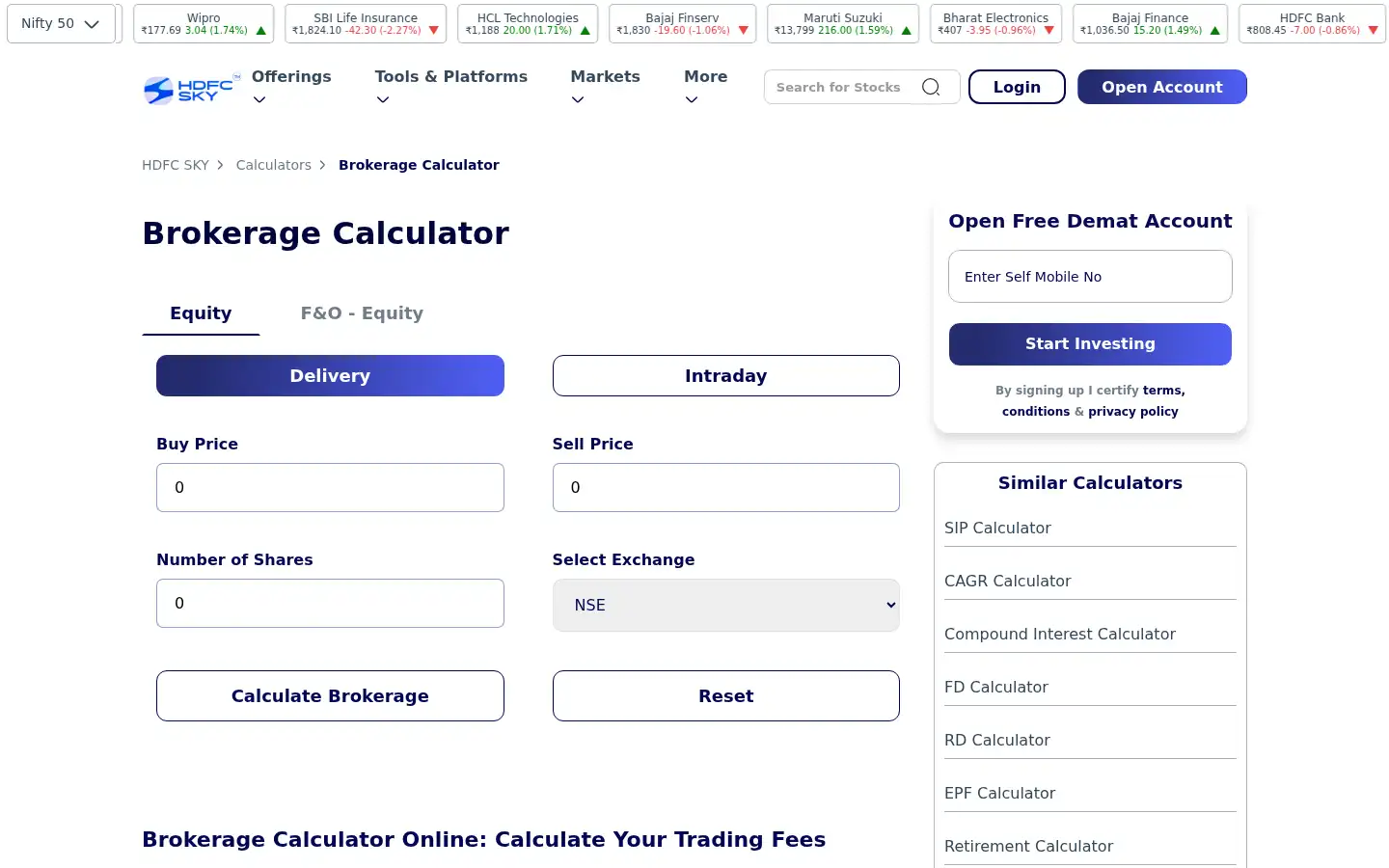 Screenshot of hdfcsky.com