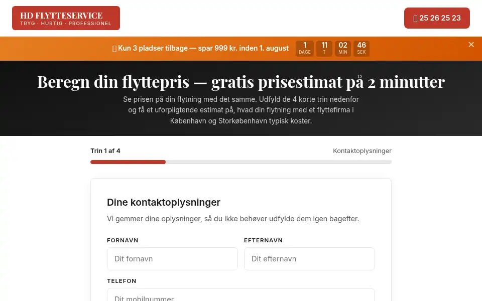 Screenshot of hdflytteservice.dk