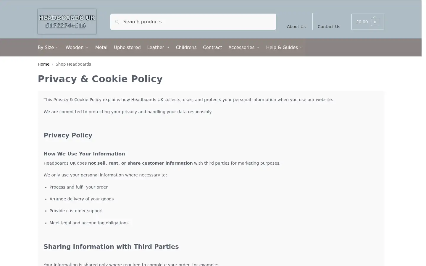 Screenshot of headboardsuk.co.uk