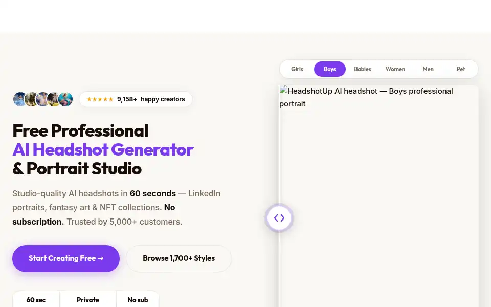 Screenshot of headshotup.com