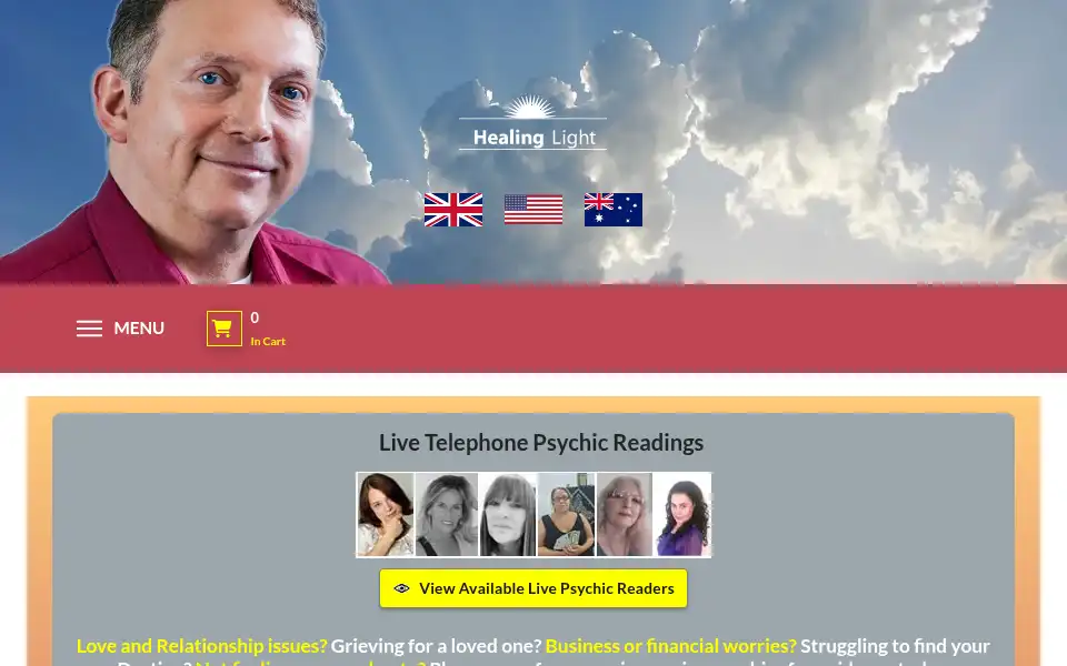 Screenshot of healinglight.co.uk