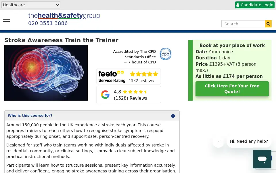 Screenshot of healthandsafetygroup.com