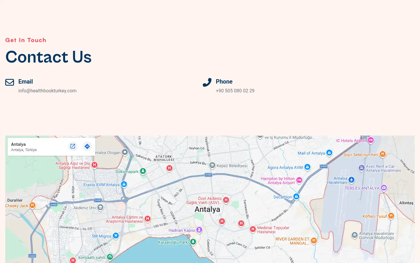Screenshot of healthbookturkey.com