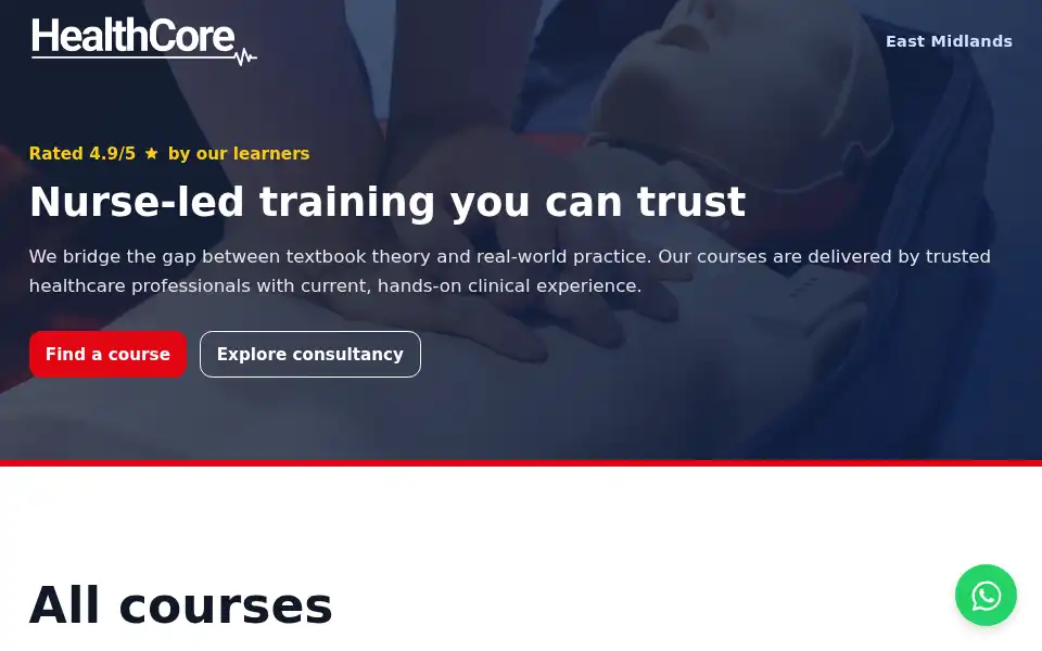 Screenshot of healthcore.org.uk