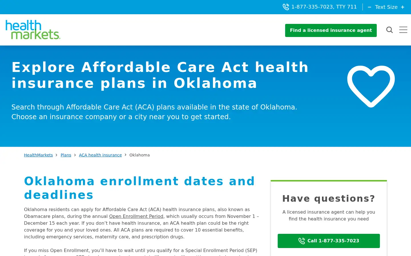 Screenshot of healthmarkets.com