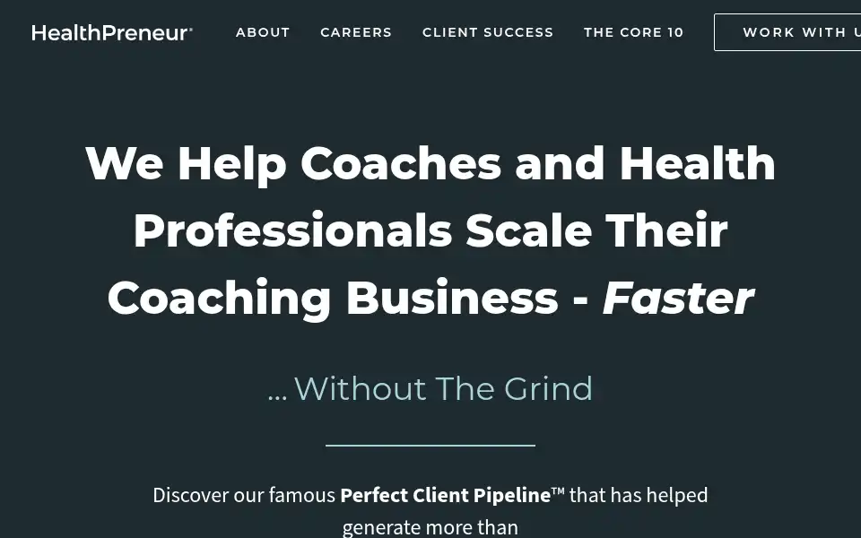 Screenshot of healthpreneurgroup.com