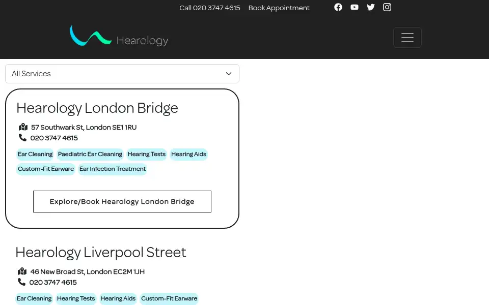 Screenshot of hearology.uk