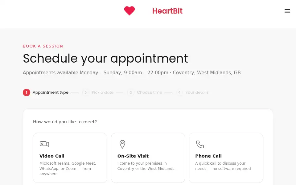 Screenshot of heartbit.co.uk