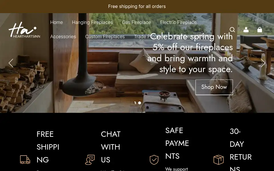 Screenshot of hearthartsinn.com