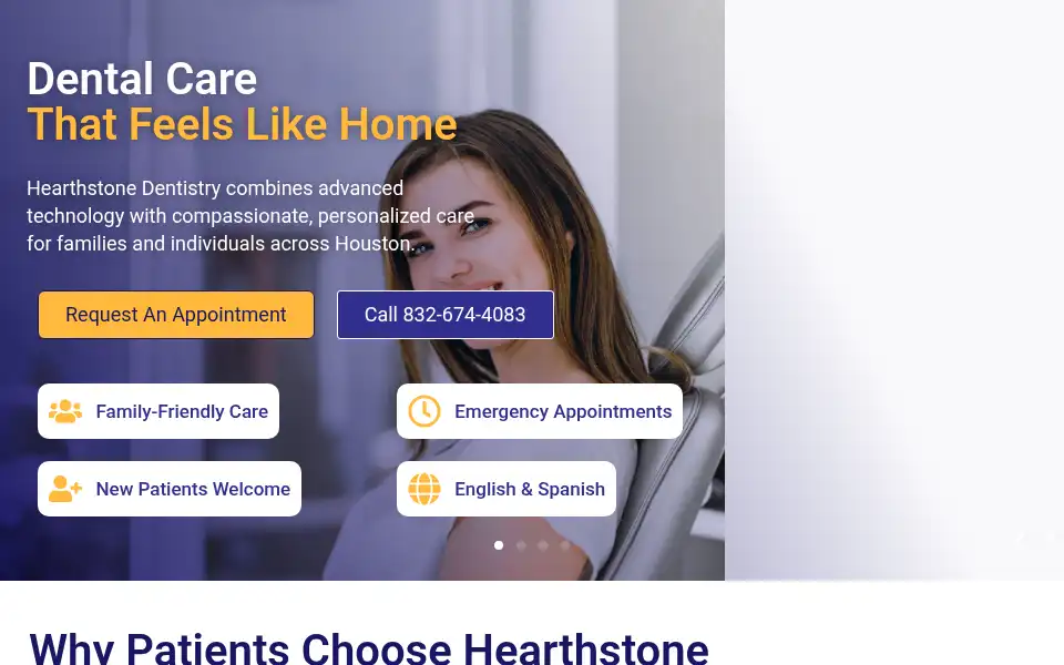Screenshot of hearthstonedentistry.com