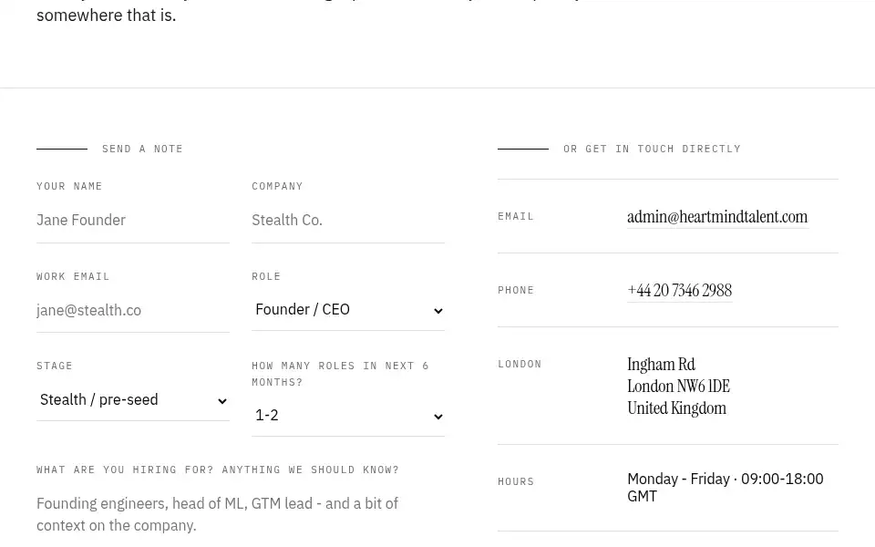 Screenshot of heartmindtalent.com