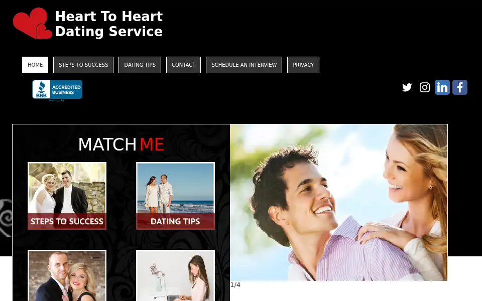 Screenshot of hearttoheartdatingservice.com