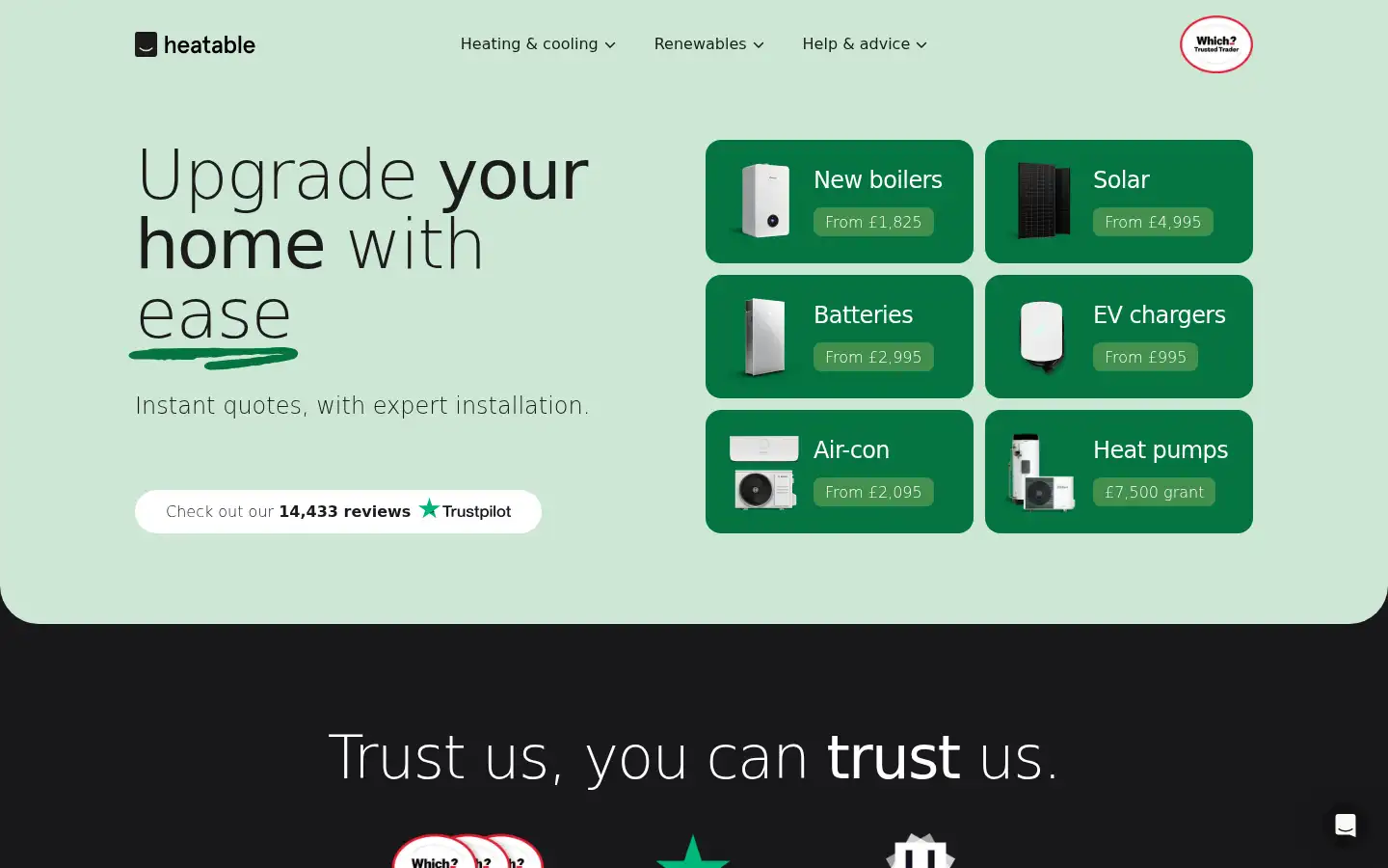 Screenshot of heatable.co.uk