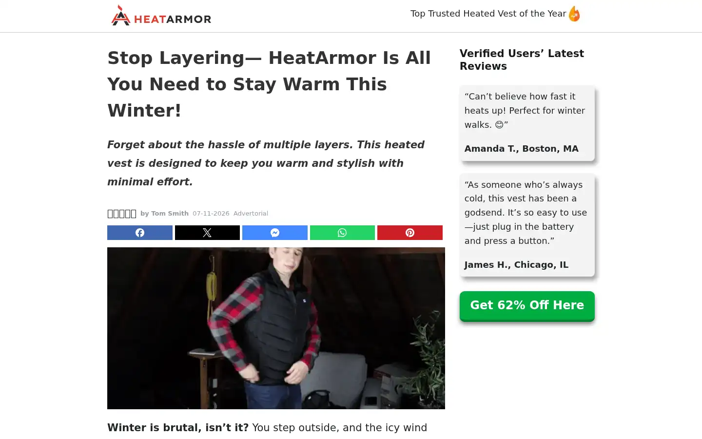 Screenshot of heatarmorheatedvest.com