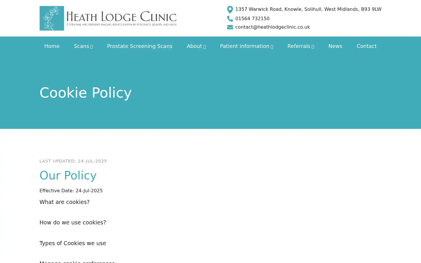 Screenshot of heathlodgeclinic.co.uk