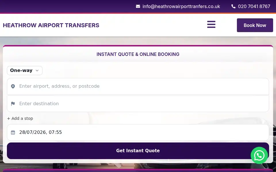 Screenshot of heathrowairporttransfers.net