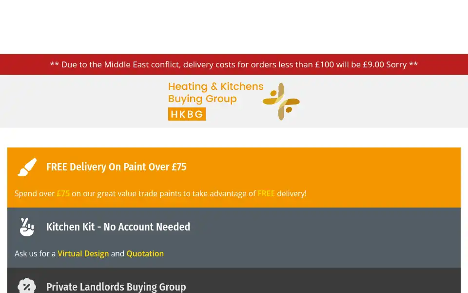 Screenshot of heatingandkitchens.co.uk