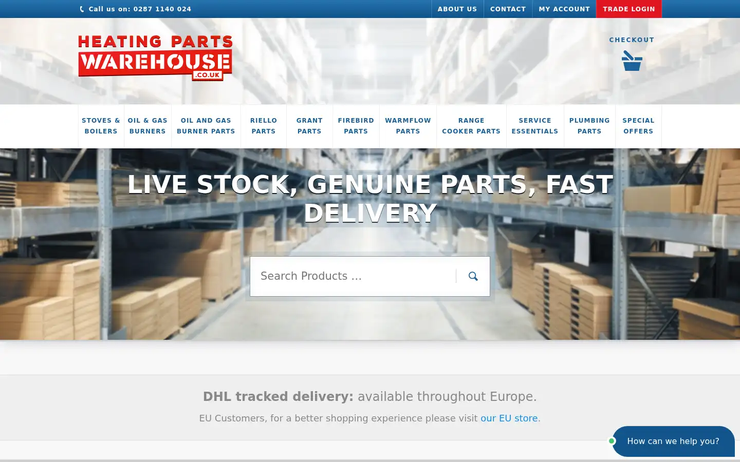 Screenshot of heatingpartswarehouse.co.uk
