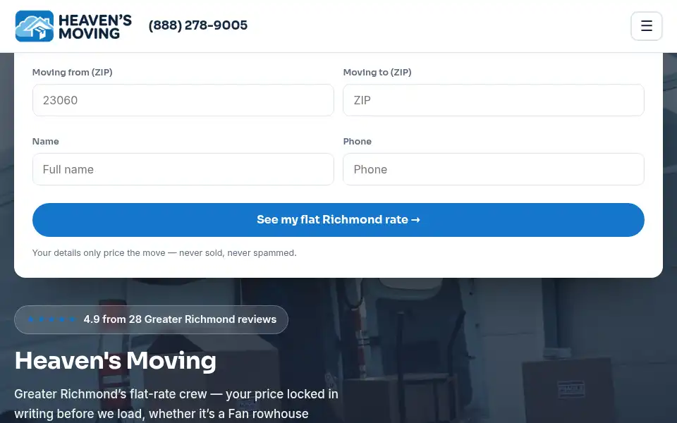 Screenshot of heavenmovings.com