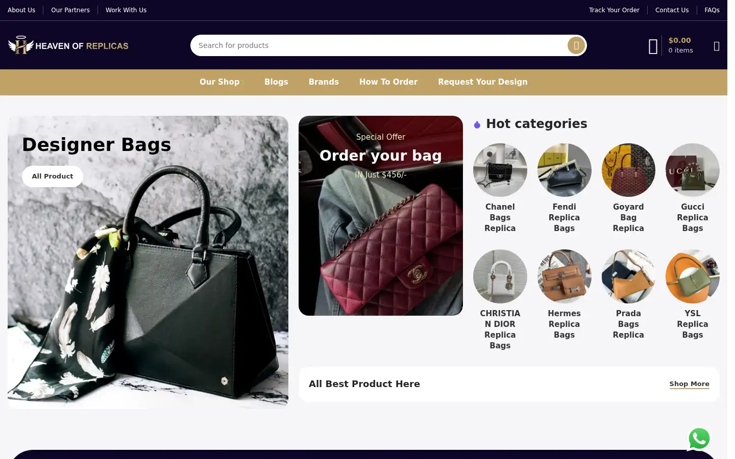 Screenshot of heavenofreplicas.com