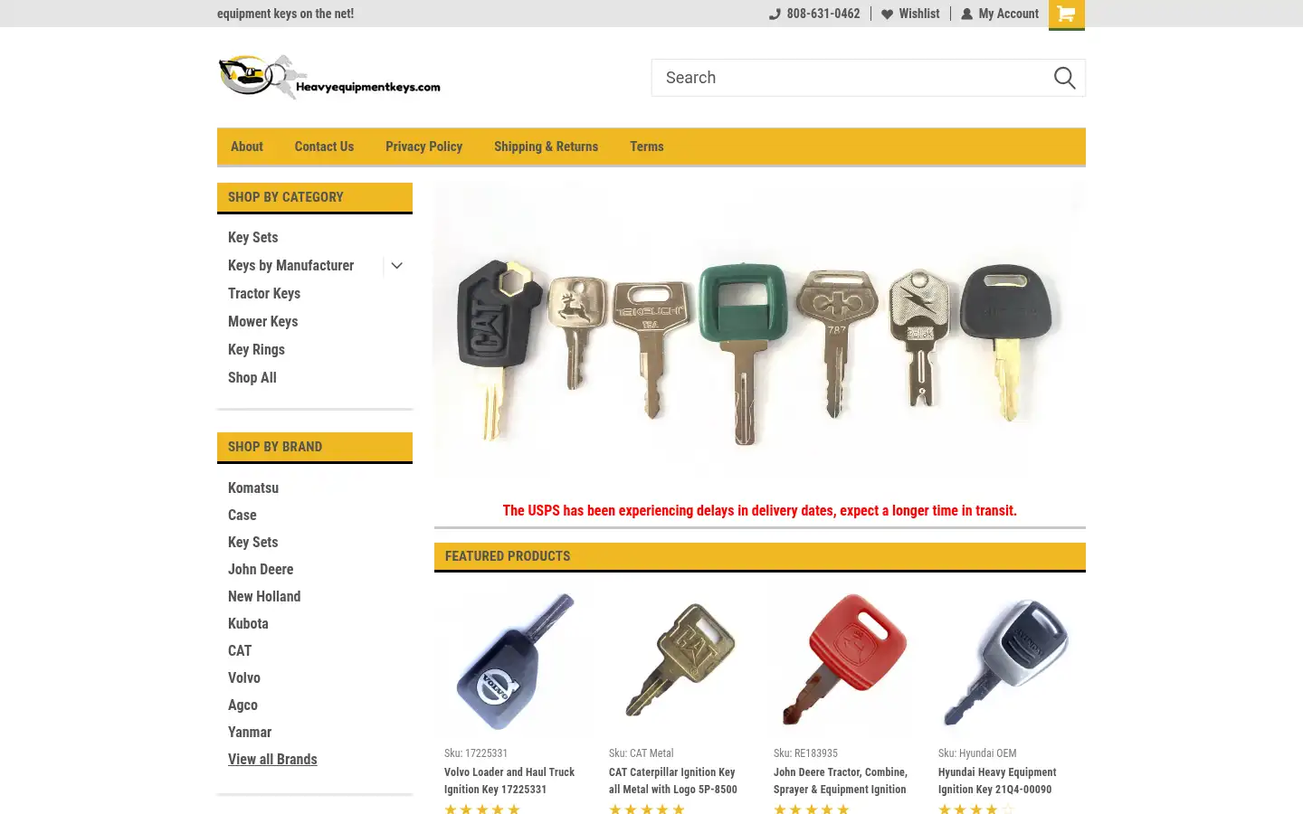 Screenshot of heavyequipmentkeys.com