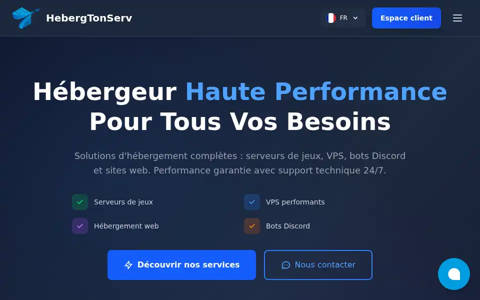 Screenshot of hebergtonserv.fr