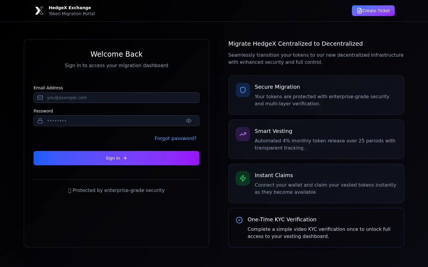 Screenshot of hedgex.exchange