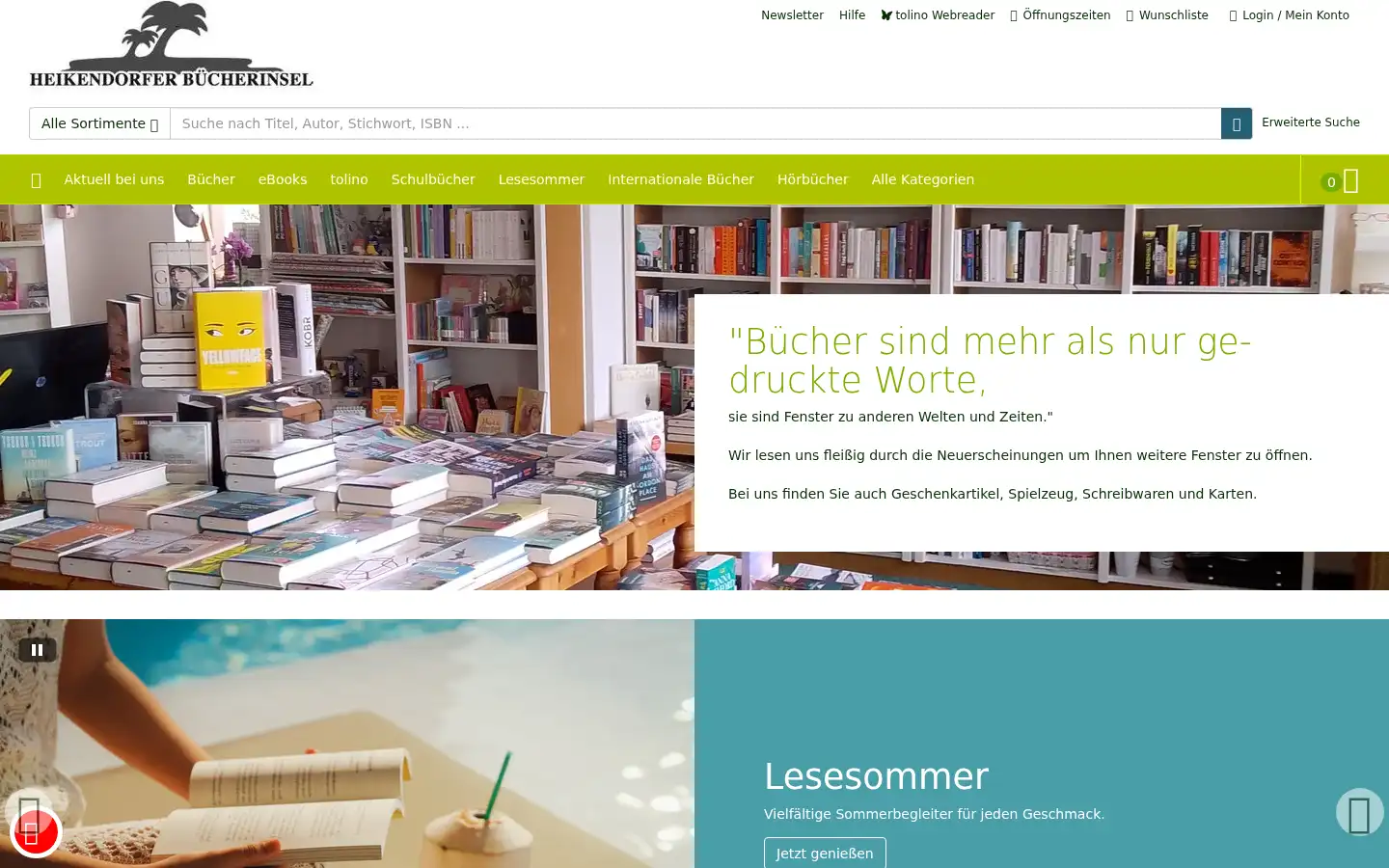 Screenshot of heikendorferbuecherinsel.de
