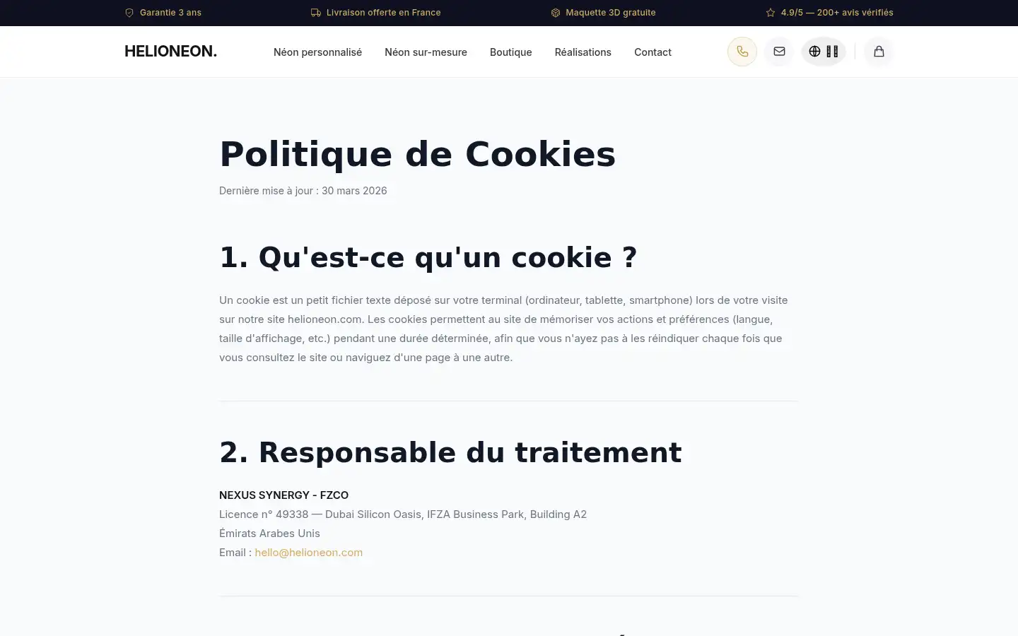 Screenshot of helioneon.com
