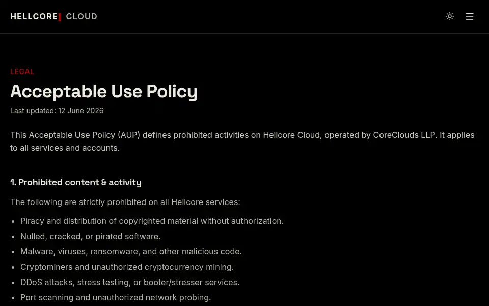 Screenshot of hellcore.in