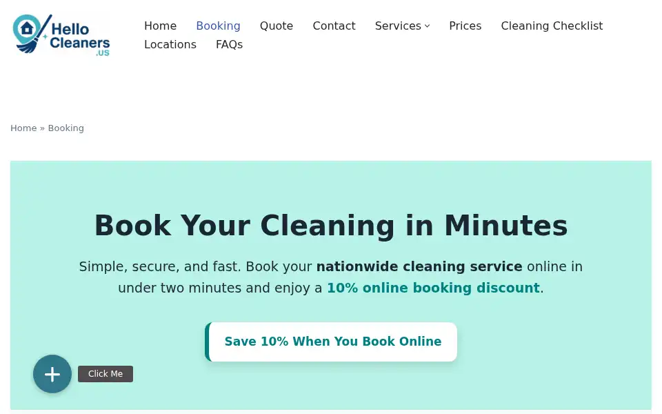 Screenshot of hellocleaners.us