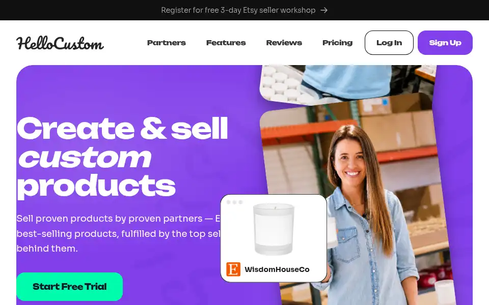 Screenshot of hellocustom.io