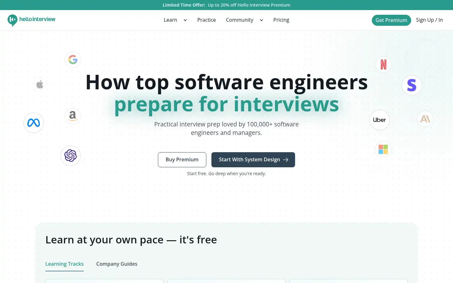 Screenshot of hellointerview.com