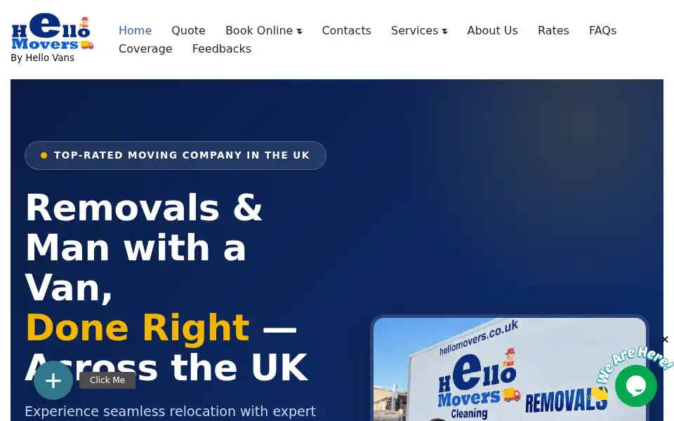Screenshot of hellomovers.co.uk