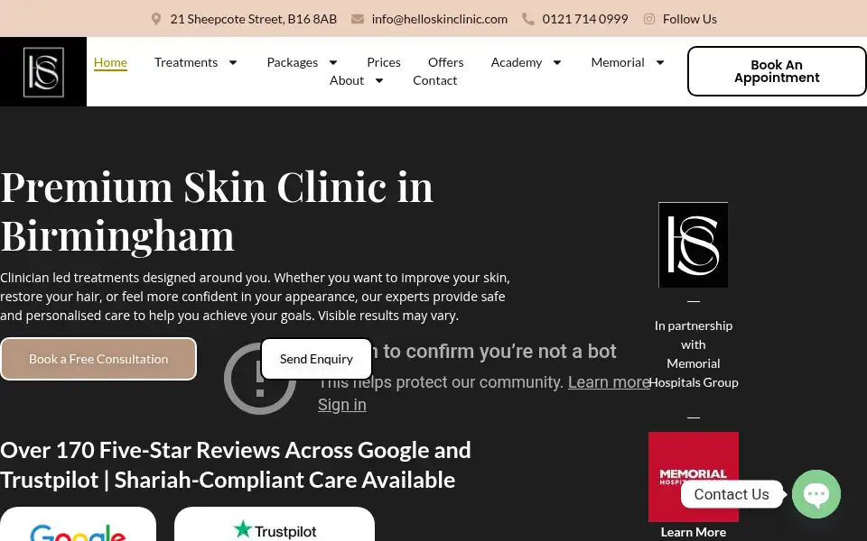 Screenshot of helloskinclinic.com