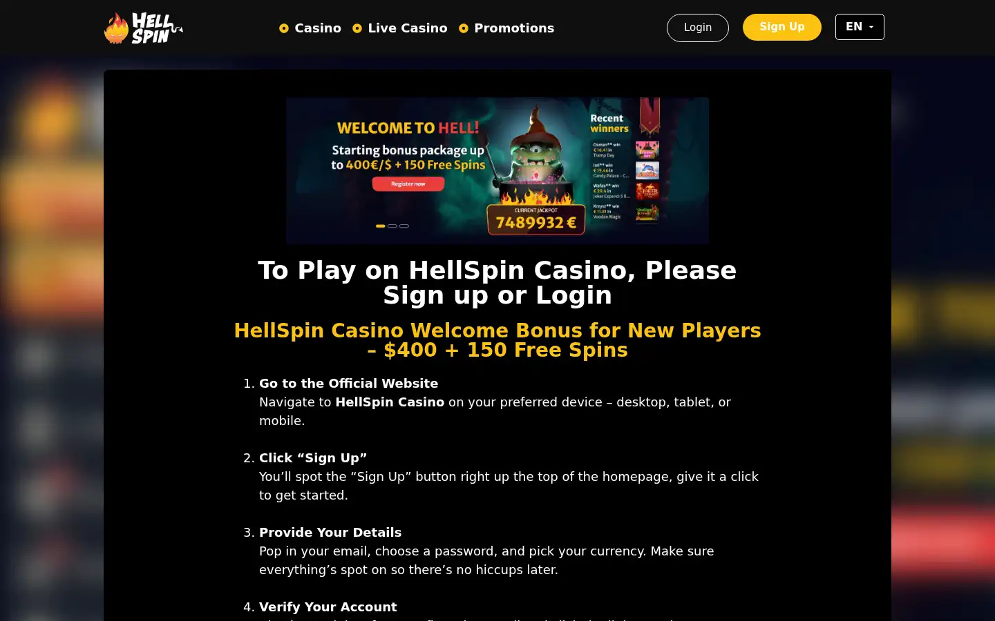Screenshot of hellspin-casinoaus.com