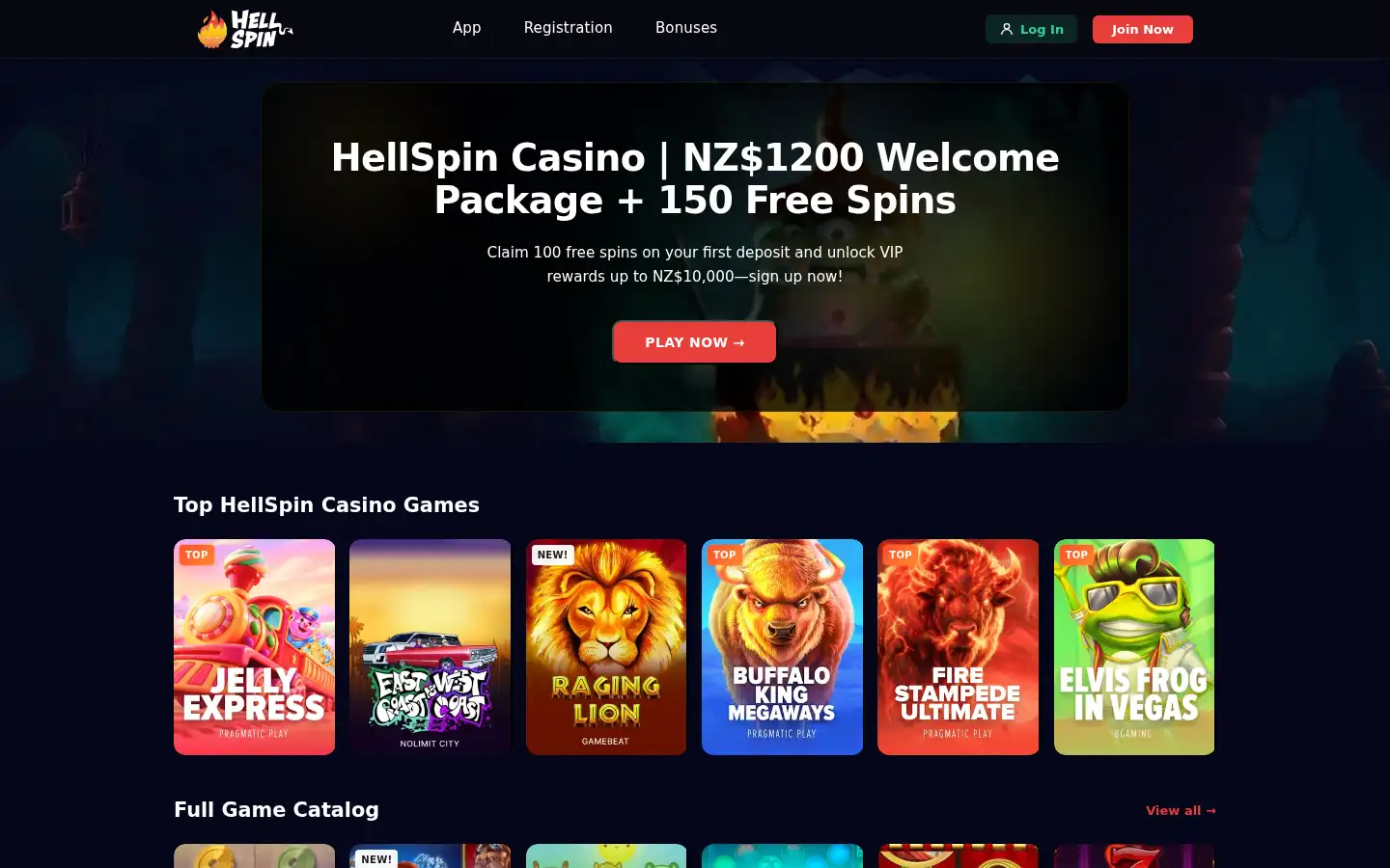 Screenshot of hellspins.co.nz