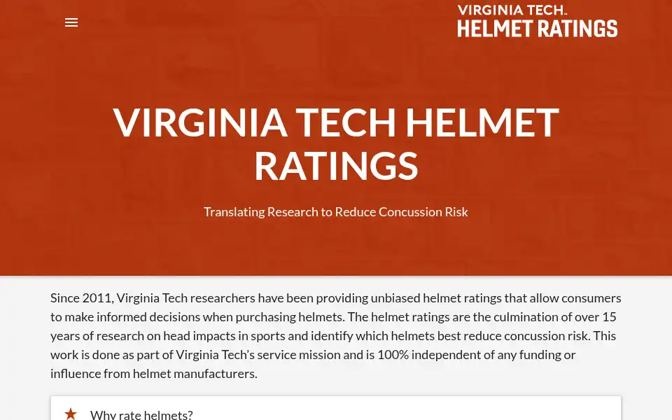 Screenshot of helmet.beam.vt.edu